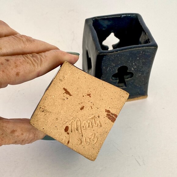 Raku Ceramic Playing Card Votive Candle Holders Heart Spade Diamond Club Set 2 - Picture 4 of 13